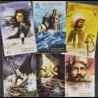 Guernsey 2016 Nr. 1561-66 150. Jahre Roman Die Arbeiter des Meeres Victor Hugo