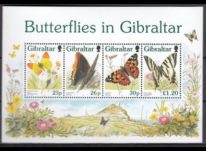 Gibraltar 1997 Block 28 Schmetterling Aurorafalter Distelfalter Segelfalter