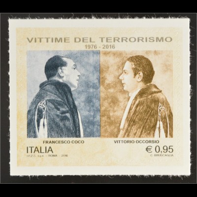 Italien Italy 2016 Michel Nr. 3910 Gemeinsinn 40. Todestag von Coco und Occorsio