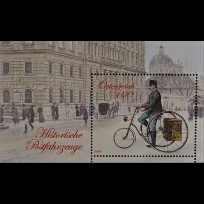 Österreich 2016 Block 90 Historische Postfahrzeuge Briefeinsammler Dreirad