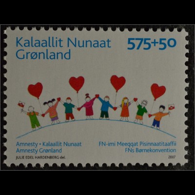 Grönland Greenland 2007 Michel Nr. 479 Amnesty Kinderrechtskonvention Herz