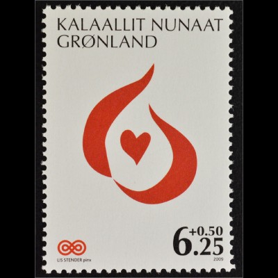 Grönland Greenland 2009 Michel Nr. 532 Grönländische Krebshilfe Herzmotiv 