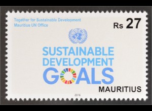 Mauritius 2016 Nr. 1162 Vereinte Nationen Nachhaltige Ziele Emblem UN Office