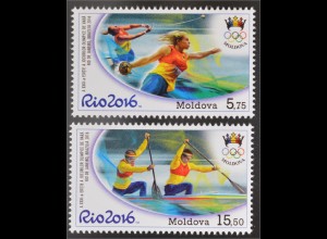 Moldawien Moldova 2016 Nr. 969-70 Olympiade Rio de Janeiro Rudern Laufen Sport