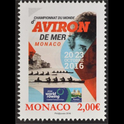 Monako Monaco 2016 Michel Nr. 3310 Weltmeisterschaften im Küstenrudern Sport