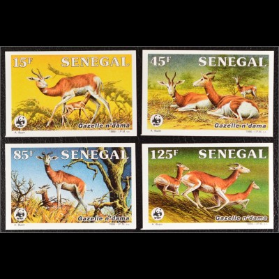 Senegal 1986 Michel Nr. 875-78 U WWF Weltweiter Naturschutz Damagazelle
