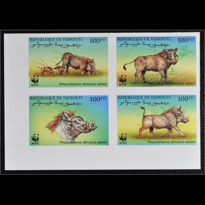 Dschibuti 2000 Michel Nr. 678-81 ZD U WWF Eritrea Warzenschwein