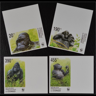 Kongo Kinshasa 2002 Michel Nr. 1708-11 U WWF Naturschutz Flachlandgorilla 