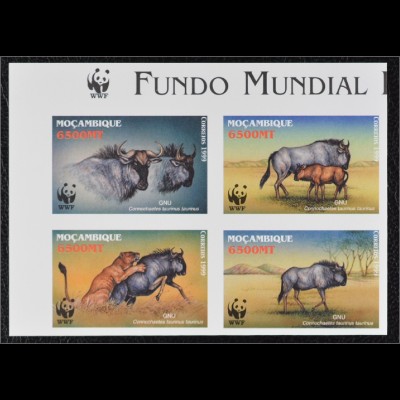 Mocambique 2000 Michel Nr. 1757-60 ZD U WWF Weltweiter Naturschutz Streifengnu