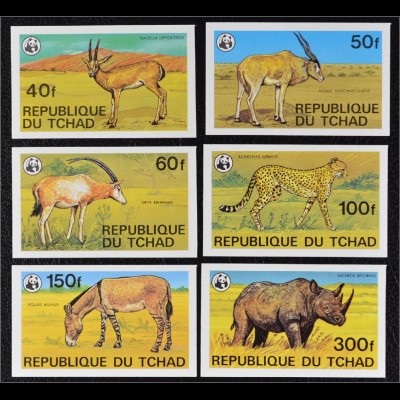 Tschad 1979 Michel Nr. 849-54 U WWF Weltweiter Naturschutz Seltene Tiere Afrikas