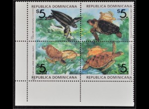 Dominikanische Republik 1996 Michel Nr. 1839-42 ZD Schutz der Meeresschildkröten