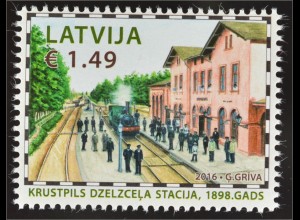 Lettland Latvia 2016 Michel Nr. 990 Bahnhöfe Krustpils Eisenbahn Verkehr Bahn
