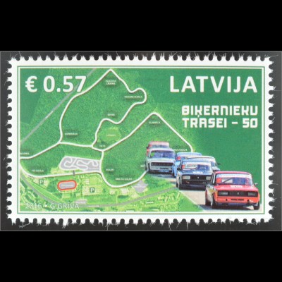 Lettland Latvia 2016 Michel Nr. 989 50 Jahre Autorennstrecke Biķernieku Riga 
