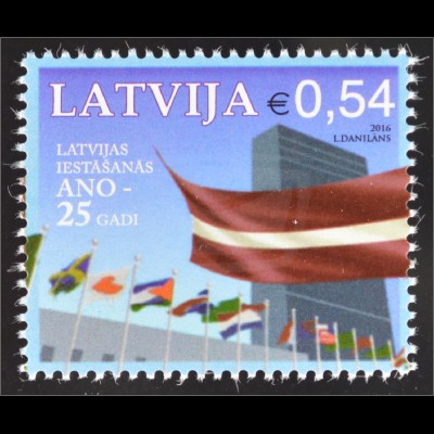 Lettland Latvia 2016 Michel Nr. 991 25 Jahre Mitgliedschaft Vereinte Nationen