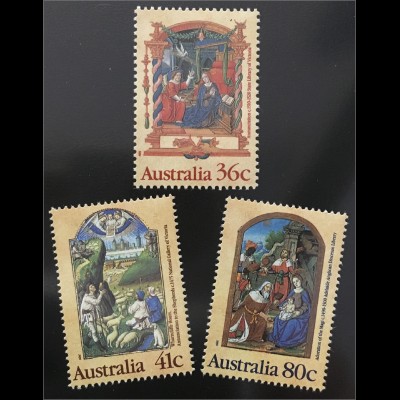 Australien 1989 Michel Nr. 1177-79 Weihnachten Illustrationen aus Stundenbüchern