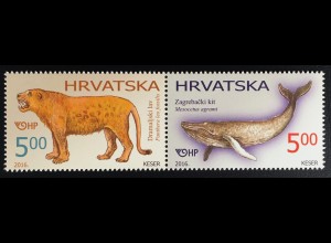 Kroatien Croatia 2016 Nr. 1246-47 Paläontologie Löwe von Dramalj Bartenwal