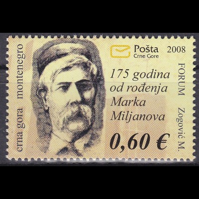 Montenegro 2008, Michel Nr. 170 **, 175. Geburtstag von Marko Miljanov