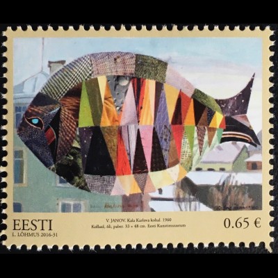 Estland EESTI 2016 Nr. 876 Kunst Fisch über Karlova Gemäldecollage Valve Janov
