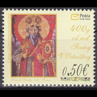 Montenegro 2010, Michel Nr. 237 **, 400. Geburtstag des hl. Basilius von Ostrog