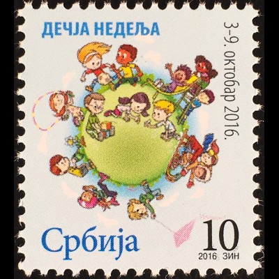 Serbien Serbia 2016 Nr. 80 Kinderwoche Zwangszuschlagsmarke Globus Kindern
