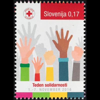 Slowenien Slovenia 2016 Nr. 80 Zwangszuschlagsmarke Hände Rotes Kreuz