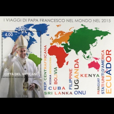 Vatikan Cittá del Vaticano 2016 Block 52 Weltpastoralreisen von Papst Franziskus