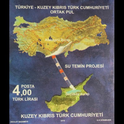 Zypern türkisch Cyprus Turkish 2016 Block 33 Wasserversorgung Landkarte 