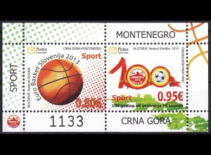 Montenegro 2013, Block 13 **, Basketball-EM; 100 Jahre Fußballverein Lovćen