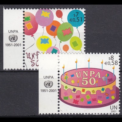 Vereinte Nationen UN UNO Wien 2001 Nr. 342-43 50 Jahre Postverwaltung UNPA