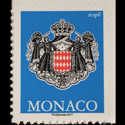 Monako Monaco 2017 Neuheit Freimarken Wappen Ecopli blau Dauerserie