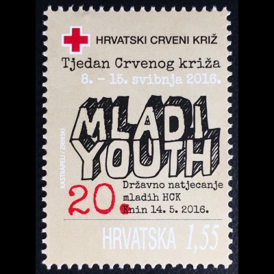 Kroatien Croatia 2016 Nr. 144 Zwangszuschlag Rotes Kreuz Jugendwettbewerb