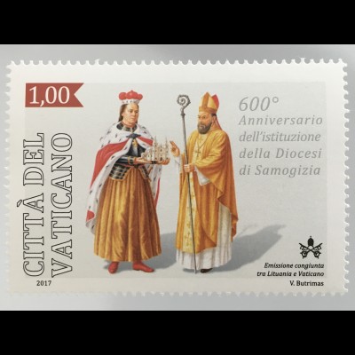 Vatikan Cittá del Vaticano 2017 Michel Nr. 1895 600 Jahre Diözese Samogitien
