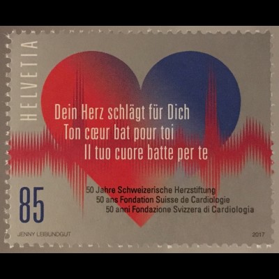 Schweiz 2017 Michel Nr. 2486 50 Jahre Schweizerische Herzstiftung Gesundheit 