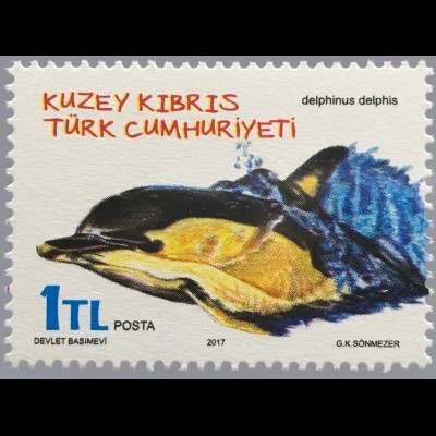Zypern türkisch Cyprus Turkish 2017 Nr. 836 Delphin Fauna Meeresbewohner Tiere