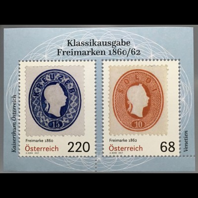 Österreich 2017 Block 94 Klassische Briefmarken Freimarken von 1860/62