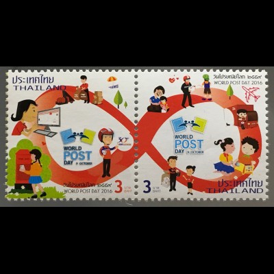 Thailand 2016 Neuheit Weltposttag Postbeförderung Briefe schreiben Postverkehr