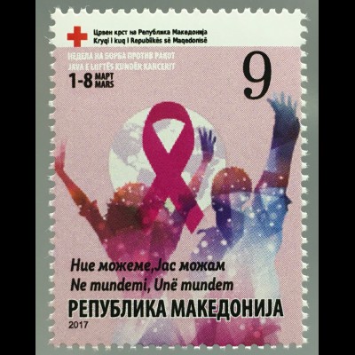 Makedonien Macedonia 2017 Nr. 175 Rotes Kreuz Zwangszuschlagsmarke Gegen Krebs