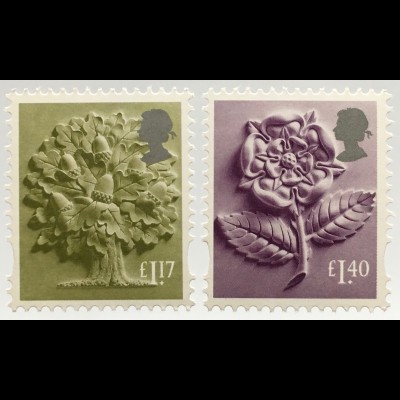 Großbritannien 2017 Regionalmarke England Michel Nr. 41-42 Landeswahrzeichen