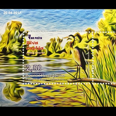 Bosnien Herzegowina 2017 Neuheit Fauna Tierwelt Vögel Graureiher Vogelmotiv