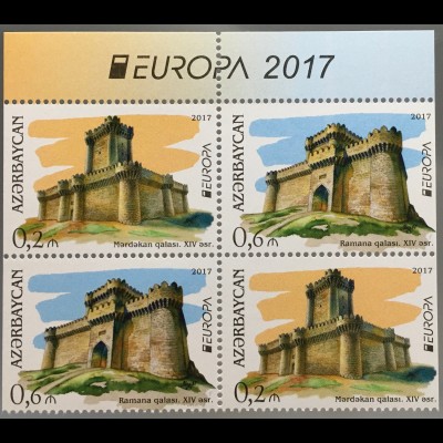 Aserbaidschan 2017 Nr. 1193-94 AB Europaausgabe Burgen und Schlösser aus MH