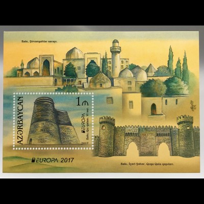 Aserbaidschan 2017 Block 176 Europaausgabe Burgen und Schlösser Blockausgabe