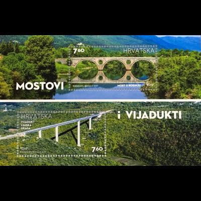 Kroatien Croatia 2017 Michel Nr. 1280-81 Brücken und Viadukte Mostovi Vijadukti 