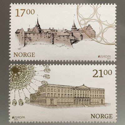 Norwegen 2017 Michel Nr. 1938-39 Europaausgabe Burgen und Schlösser 