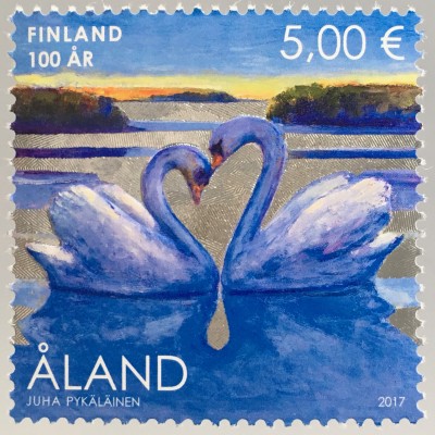 Aland 2017 Michel Nr. 439 100 Jahre Finnland Schwanenpaar Herzmotiv