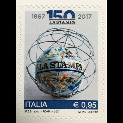 Italien Italy 2017 Michel Nr. 3968 150 Jahre Tageszeitung La Stampa Presse