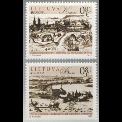 Litauen Lithuania 2017 Nr. 1250-51 Europaausgabe Burgen und Schlösser 