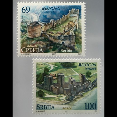 Serbien Serbia 2017 Nr. 742-43 Europaausgabe Burgen und Schlösser