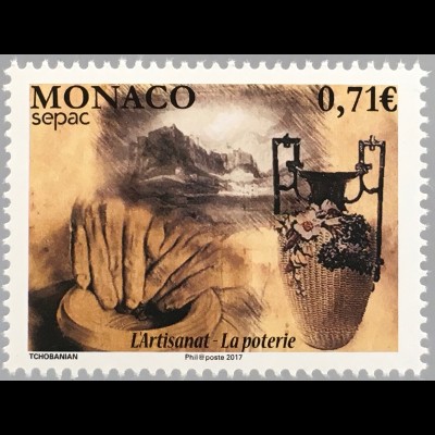 Monako Monaco 2017 Michel Nr 3350 SEPAC Handwerk Historische Keramik Kunst