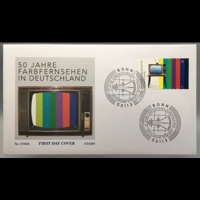 Bund BRD Ersttagsbrief FDC Nr. 3329 10. August 2017 50 Jahre Farbfernsehen