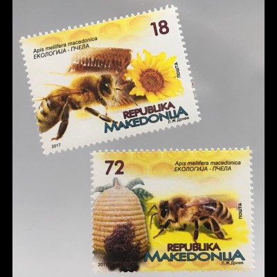 Makedonien Macedonia 2017 Nr. 799-800 Bienen Insekten aussterbende Tierarten